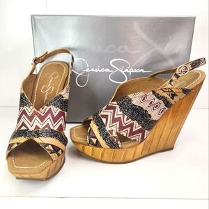 Jessica Simpson wedge peep toe sandals 7.5